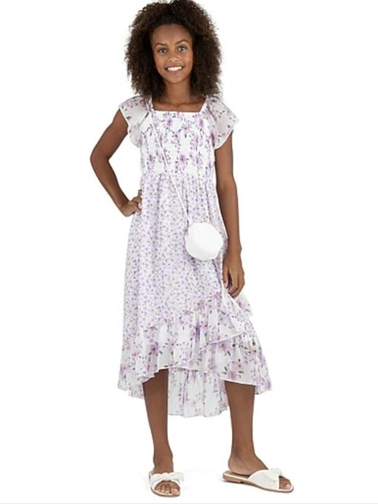Speechless Other - Speechless Girls Short Sleeve Flutter A-Line Dress And Bag